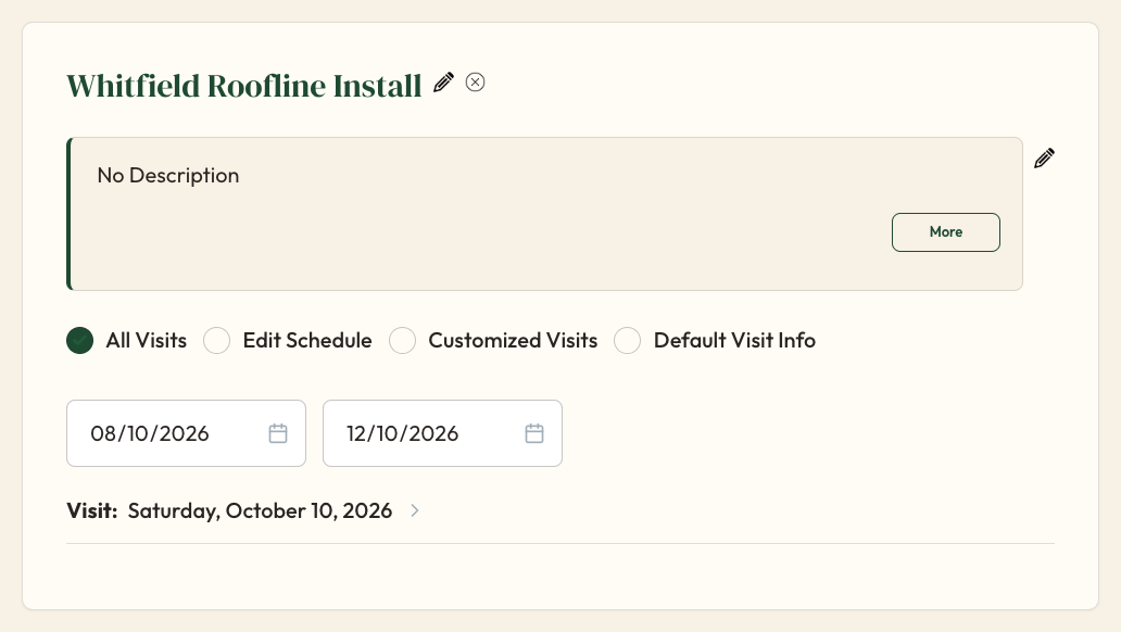Merry Manage client portal and visit history screen